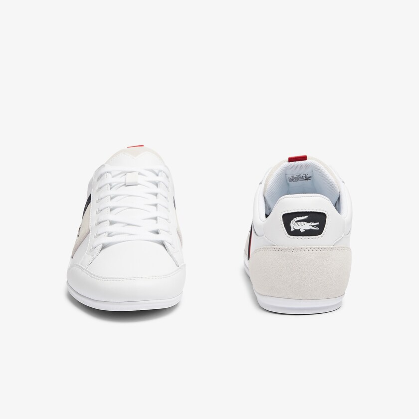 Tenis Lacoste Chaymon Leather and Suede Hombre Blancos Azul Marino | AZ0-27542H2