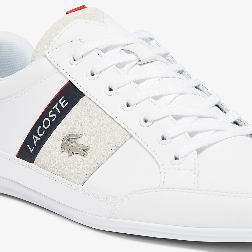 Tenis Lacoste Chaymon Leather and Suede Hombre Blancos Azul Marino | AZ0-27542H2