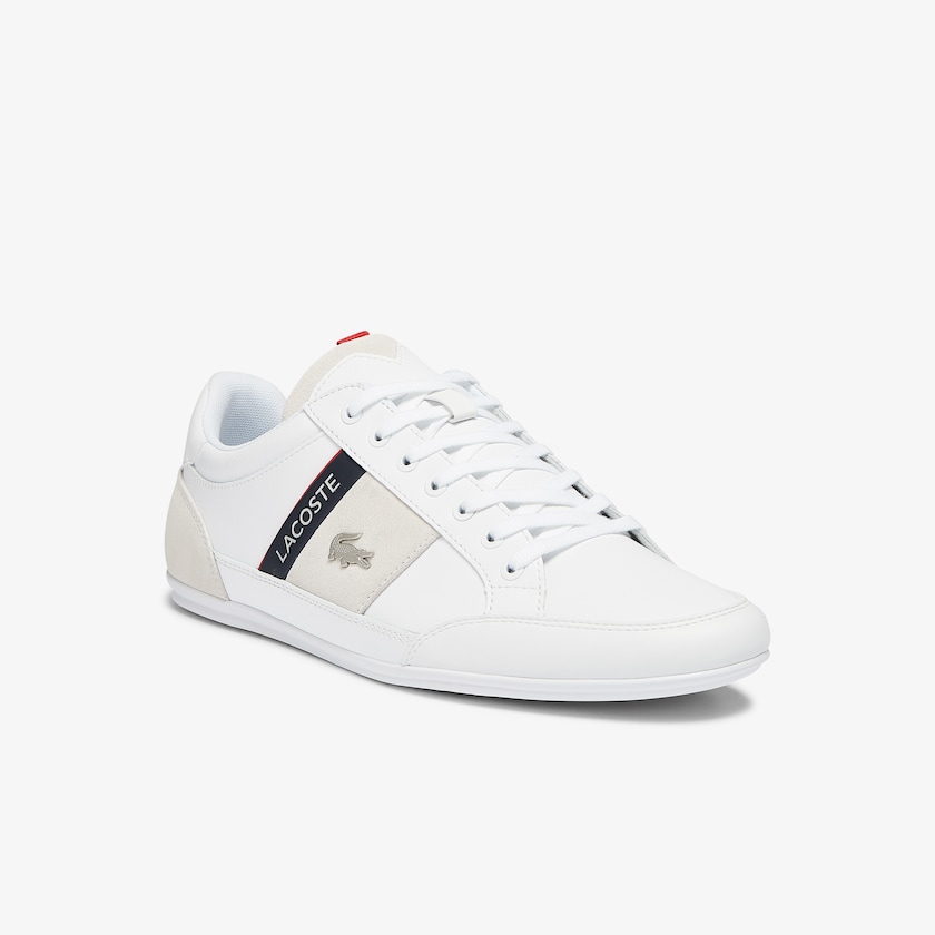 Tenis Lacoste Chaymon Leather and Suede Hombre Blancos Azul Marino | AZ0-27542H2