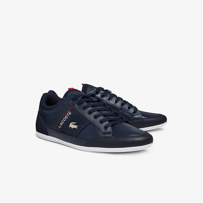 Tenis Lacoste Chaymon Leather and Suede Hombre Azul Marino Blancos | CM3-96519R5