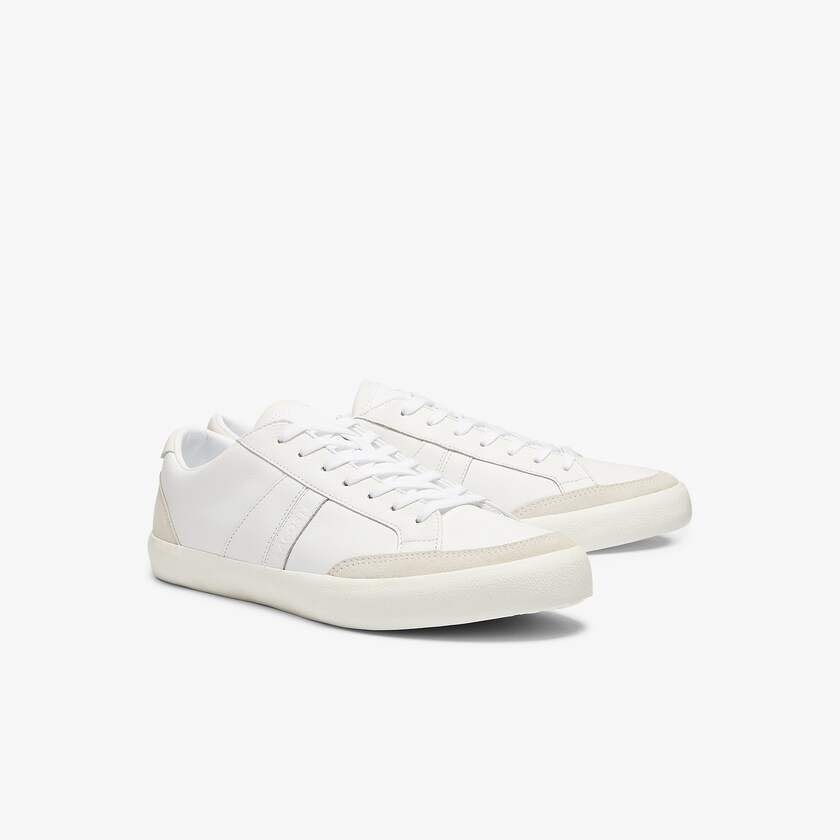 Tenis Lacoste Coupole Leather and Suede Hombre Blancos Grises | NQ4-25772N3