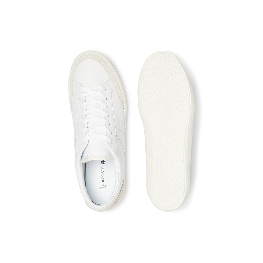 Tenis Lacoste Coupole Leather and Suede Hombre Blancos Grises | NQ4-25772N3