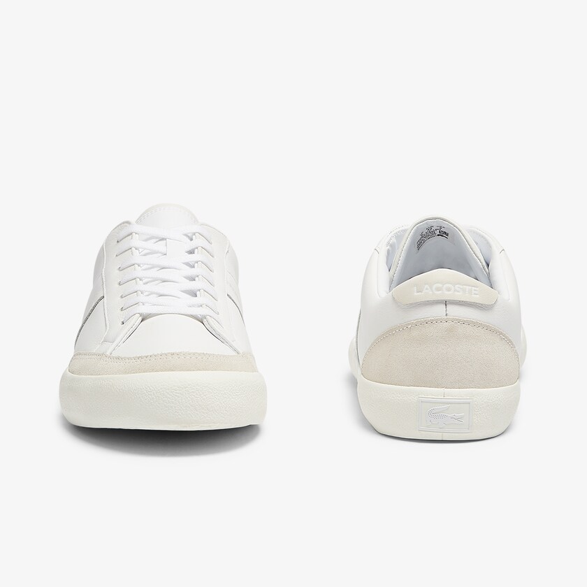 Tenis Lacoste Coupole Leather and Suede Hombre Blancos Grises | NQ4-25772N3