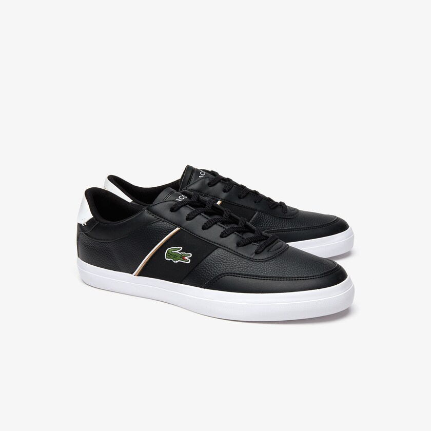 Tenis Lacoste Court-Master Tumbled Leather Hombre Negros Blancos | KR2-43964W6