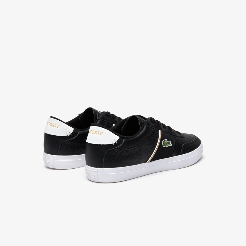 Tenis Lacoste Court-Master Tumbled Leather Hombre Negros Blancos | KR2-43964W6