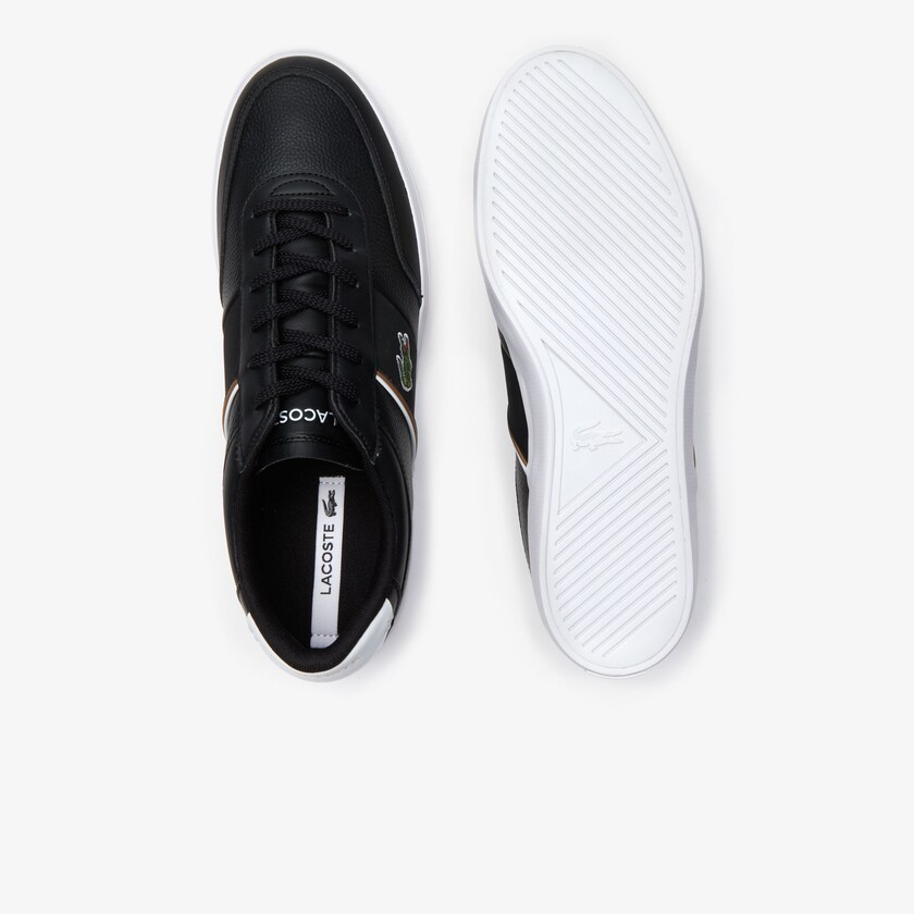 Tenis Lacoste Court-Master Tumbled Leather Hombre Negros Blancos | KR2-43964W6
