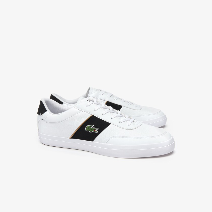 Tenis Lacoste Court-Master Tumbled Leather Hombre Blancos Negros | JW5-99969K3
