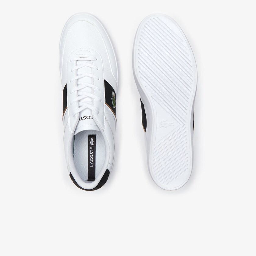 Tenis Lacoste Court-Master Tumbled Leather Hombre Blancos Negros | JW5-99969K3