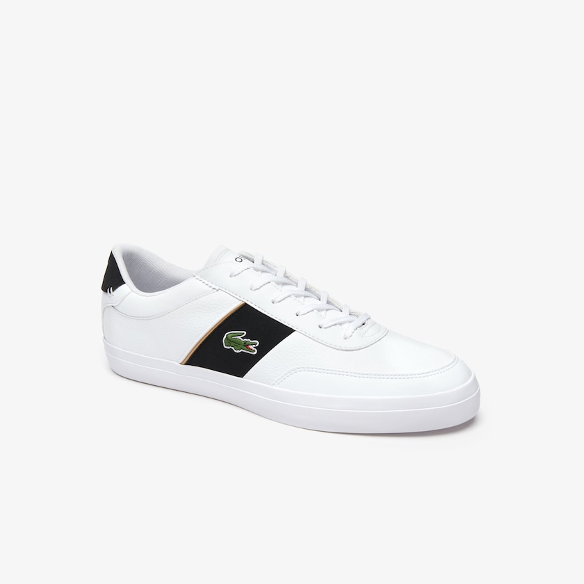 Tenis Lacoste Court-Master Tumbled Leather Hombre Blancos Negros | JW5-99969K3