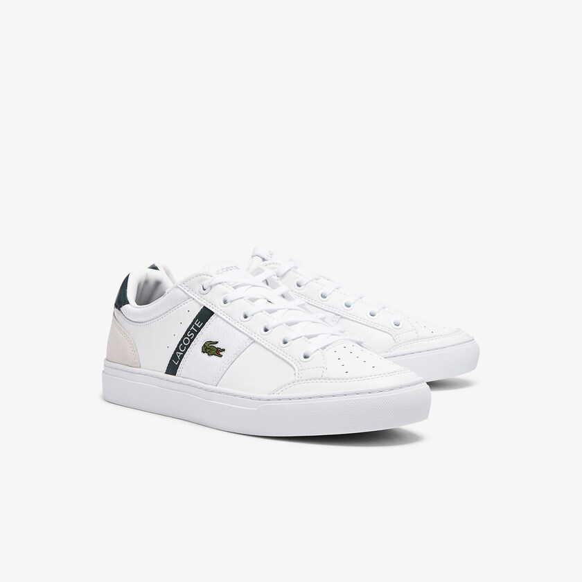 Tenis Lacoste Courtline Leather and Textile Hombre Blancos | GY2-03510W4