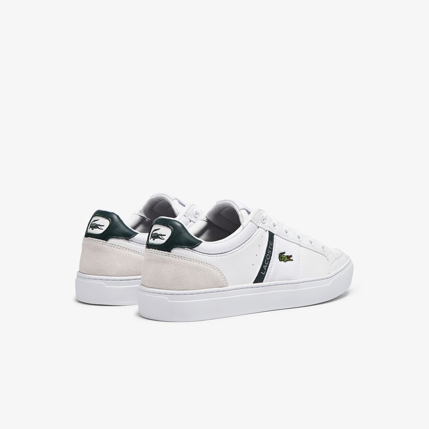 Tenis Lacoste Courtline Leather and Textile Hombre Blancos | GY2-03510W4