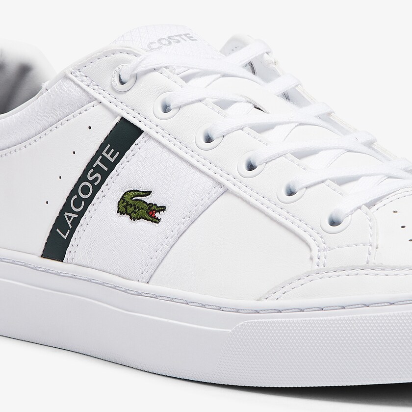 Tenis Lacoste Courtline Leather and Textile Hombre Blancos | GY2-03510W4
