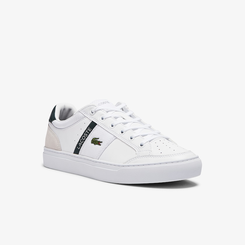 Tenis Lacoste Courtline Leather and Textile Hombre Blancos | GY2-03510W4