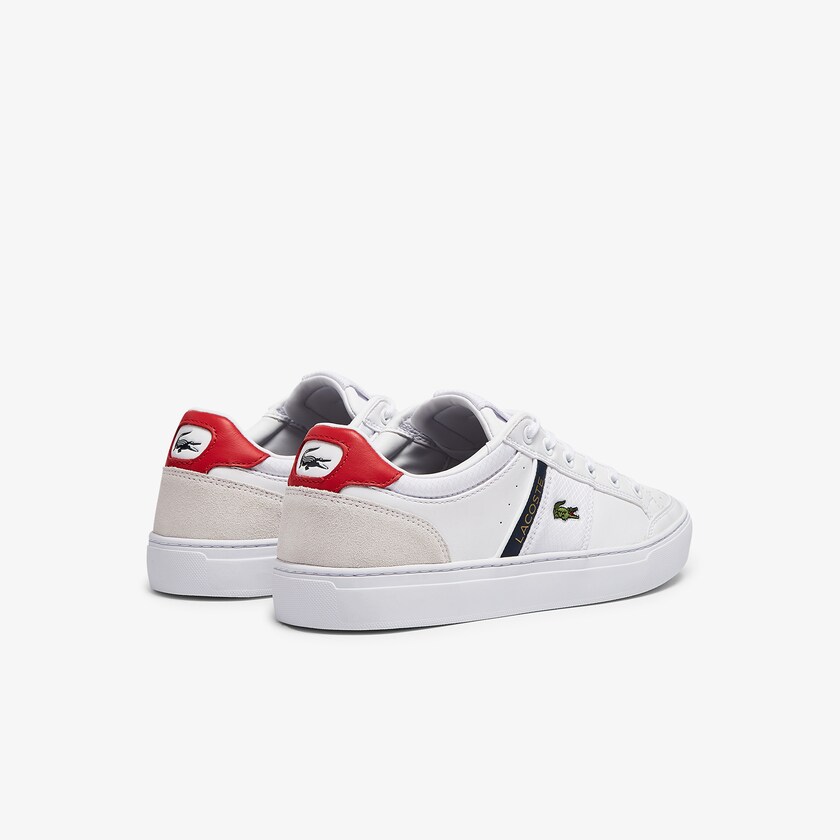 Tenis Lacoste Courtline Leather and Textile Hombre Blancos Beige | XI9-20372E3