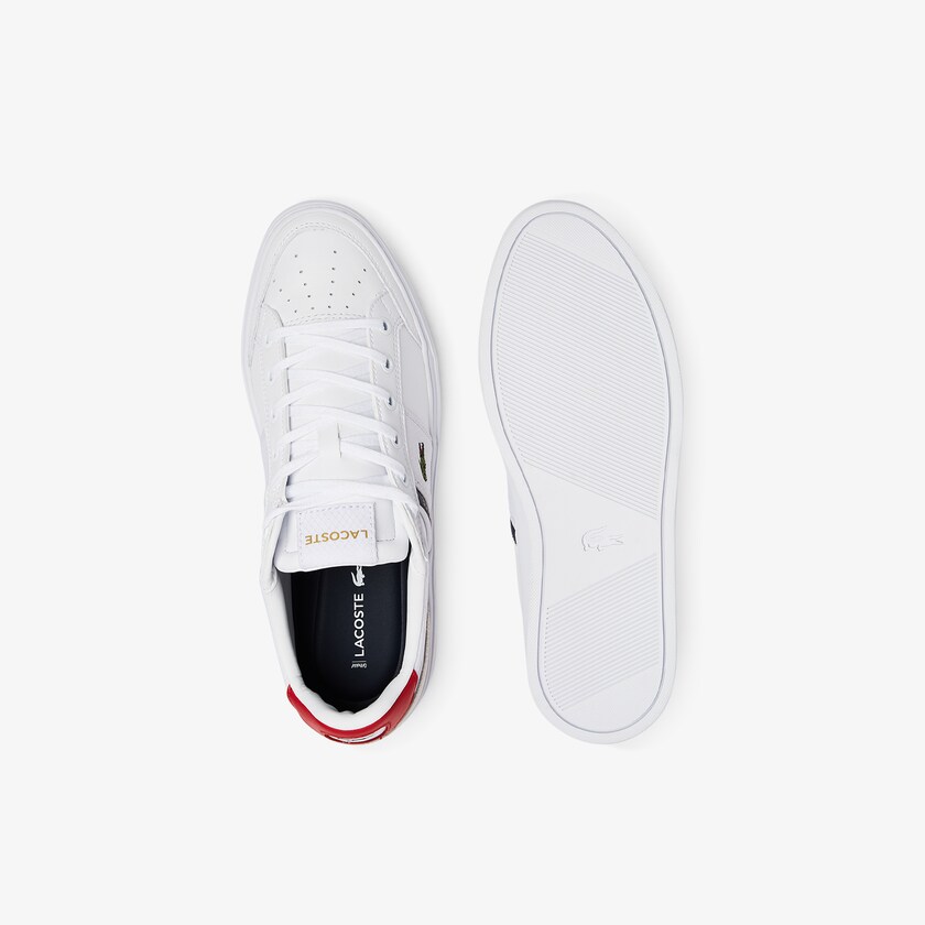 Tenis Lacoste Courtline Leather and Textile Hombre Blancos Beige | XI9-20372E3