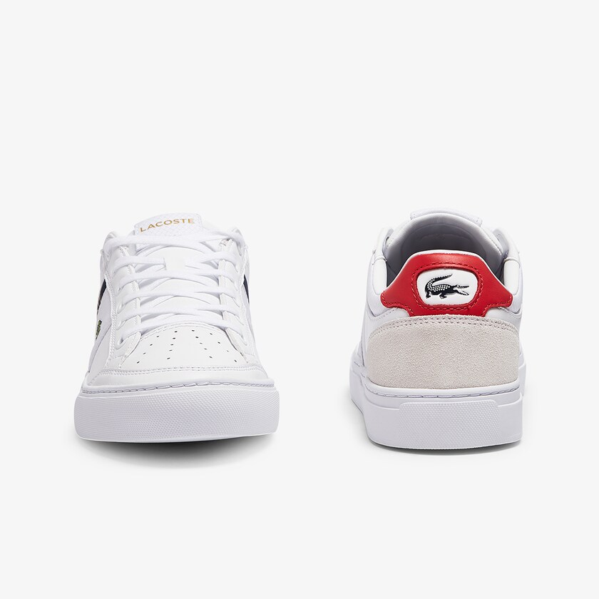 Tenis Lacoste Courtline Leather and Textile Hombre Blancos Beige | XI9-20372E3
