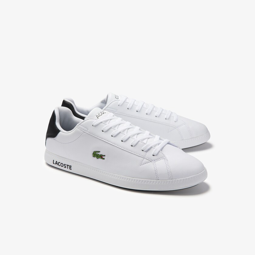 Tenis Lacoste Graduate Leather Hombre Blancos Negros | GH7-83868V6