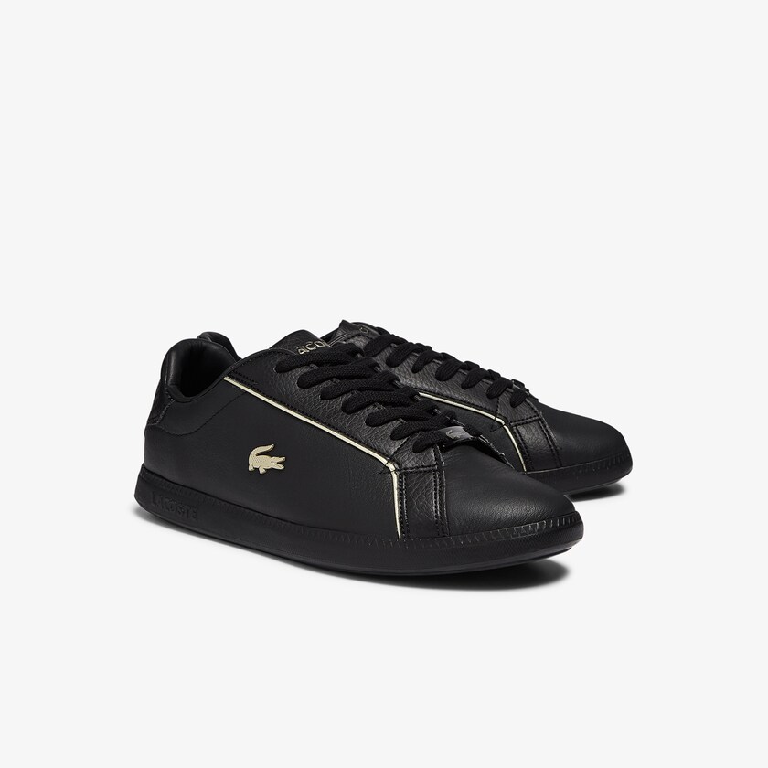 Tenis Lacoste Graduate Leather Metallic Detailing Mujer Negros | KJ6-43984Q3