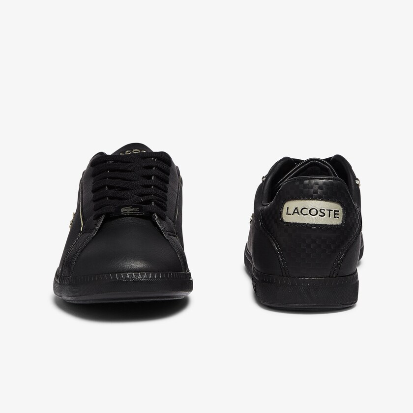 Tenis Lacoste Graduate Leather Metallic Detailing Mujer Negros | KJ6-43984Q3