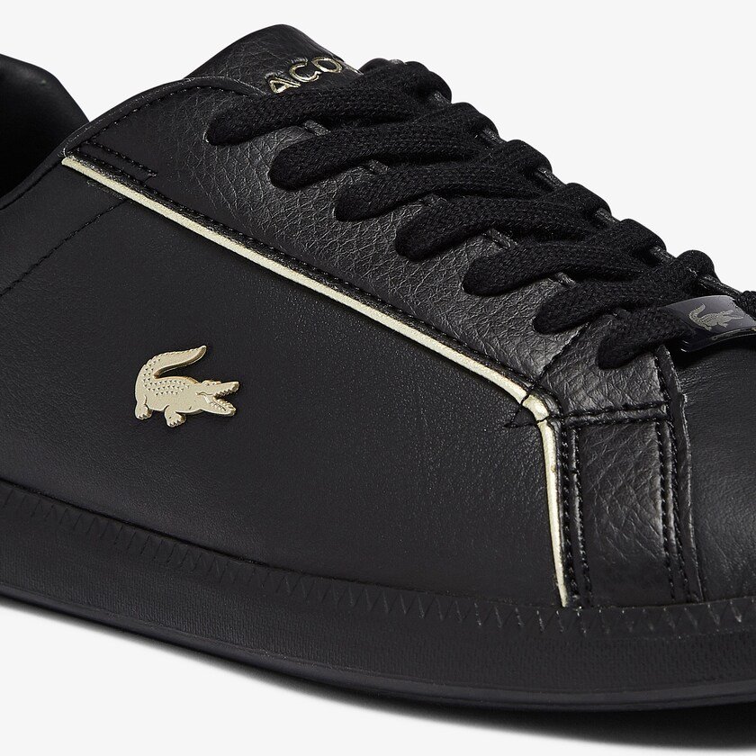 Tenis Lacoste Graduate Leather Metallic Detailing Mujer Negros | KJ6-43984Q3