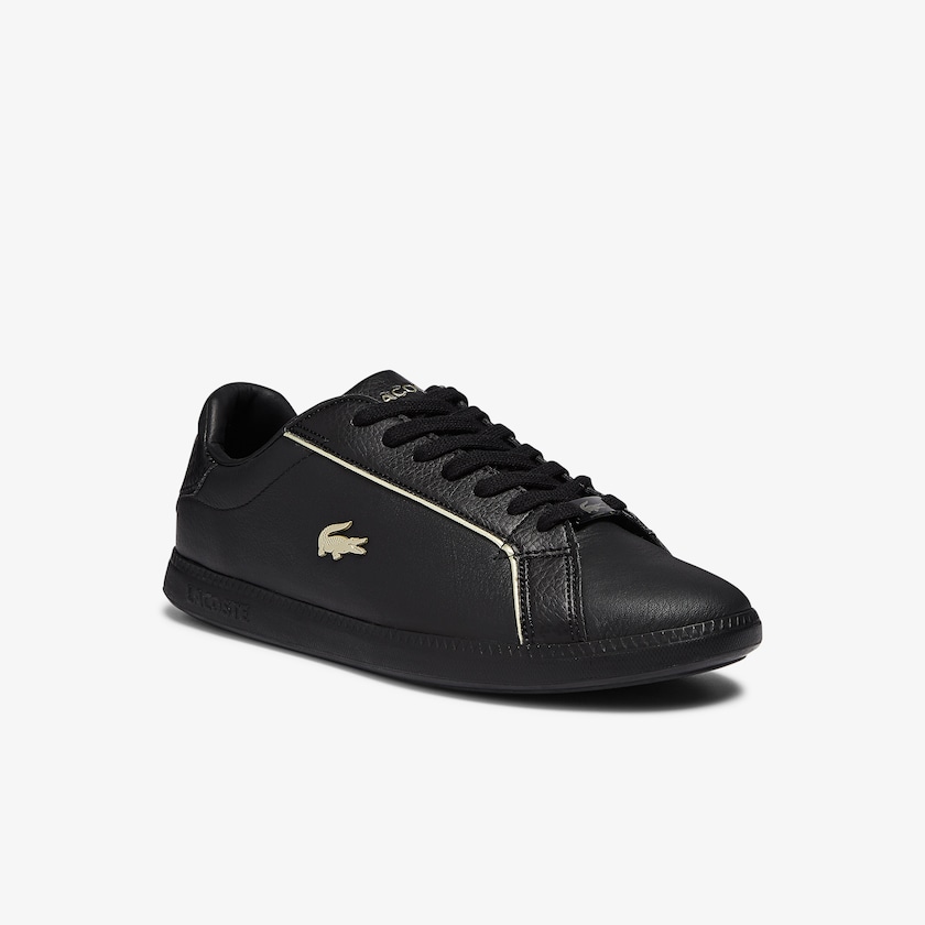 Tenis Lacoste Graduate Leather Metallic Detailing Mujer Negros | KJ6-43984Q3