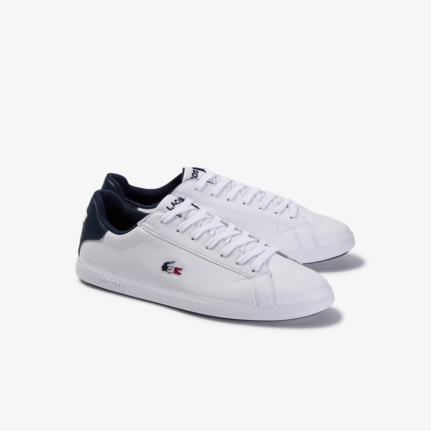 Tenis Lacoste Graduate Tricolore Leather and Synthetic Hombre Blancos Beige | HN1-70207A5