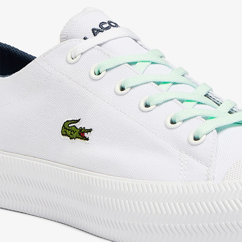 Tenis Lacoste Gripshot Canvas and Leather Mujer Blancos Azules Claro | RQ2-49824X2