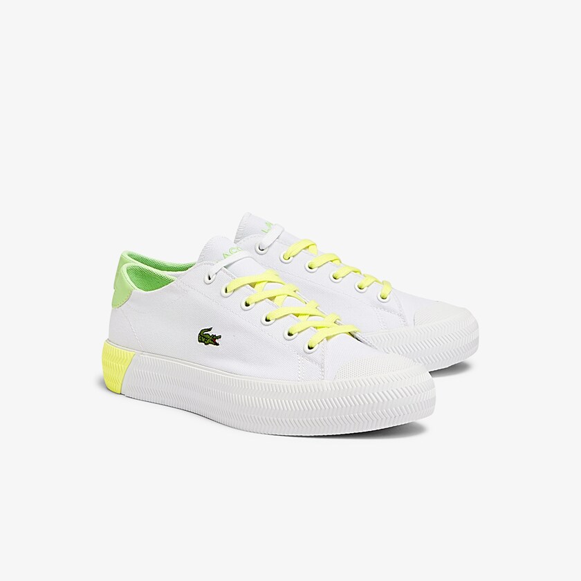 Tenis Lacoste Gripshot Canvas and Leather Mujer Blancos Amarillos Claro | FT2-95519U5