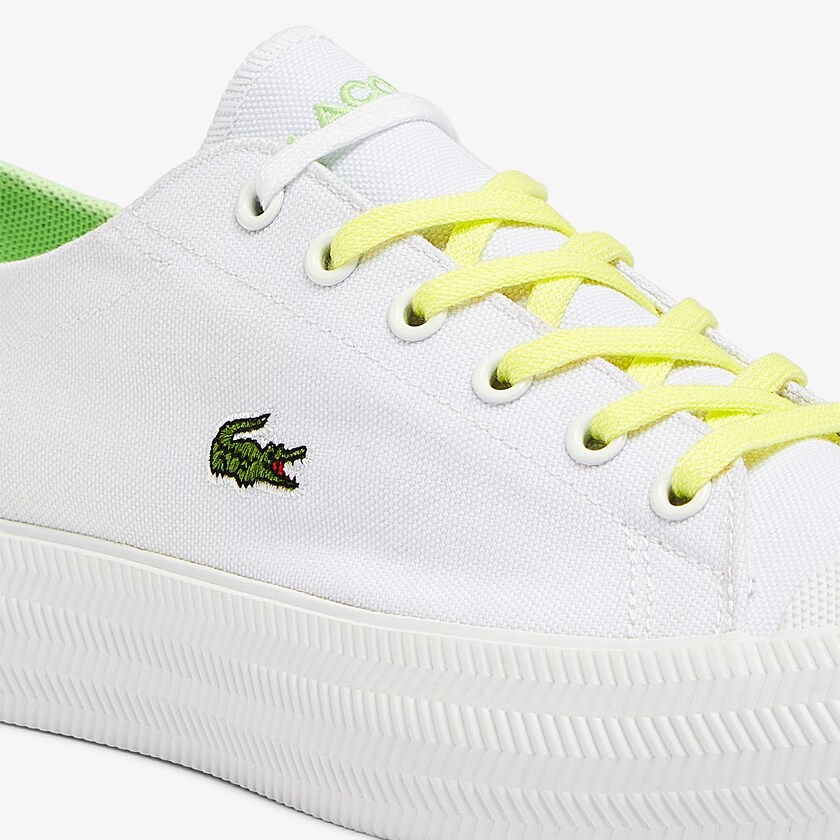 Tenis Lacoste Gripshot Canvas and Leather Mujer Blancos Amarillos Claro | FT2-95519U5