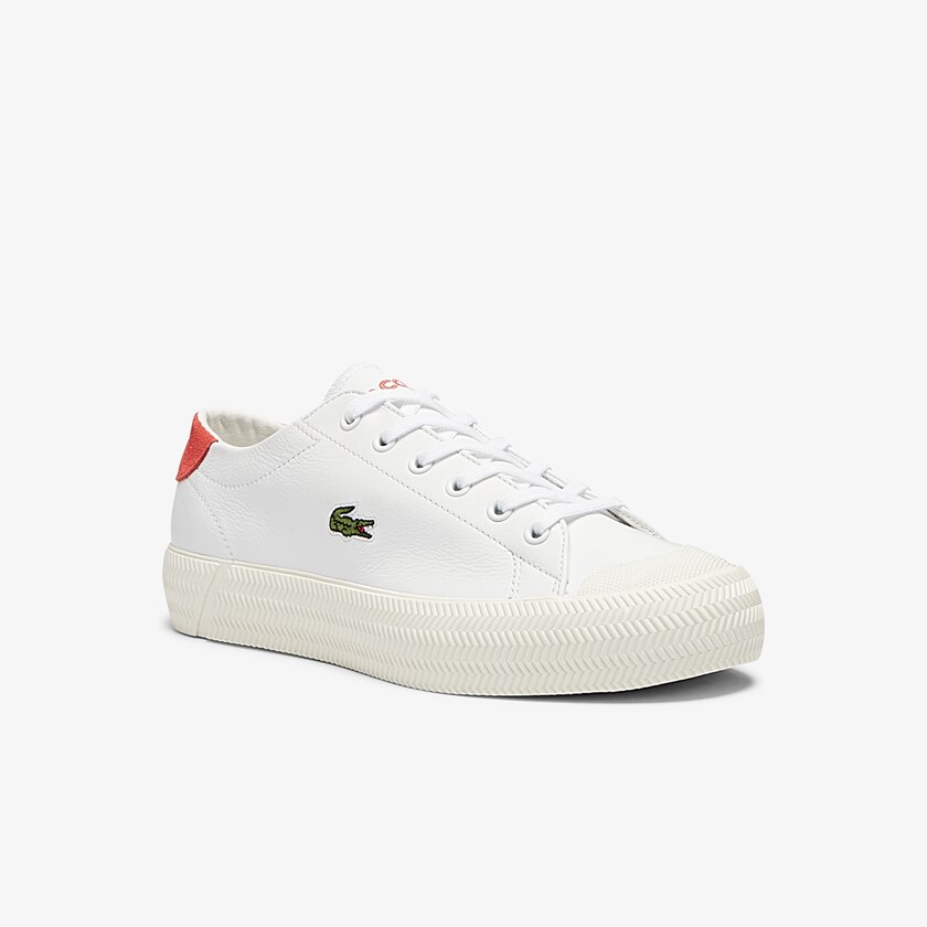 Tenis Lacoste Gripshot Leather and Suede Mujer Blancos Beige | KL2-02420Y7