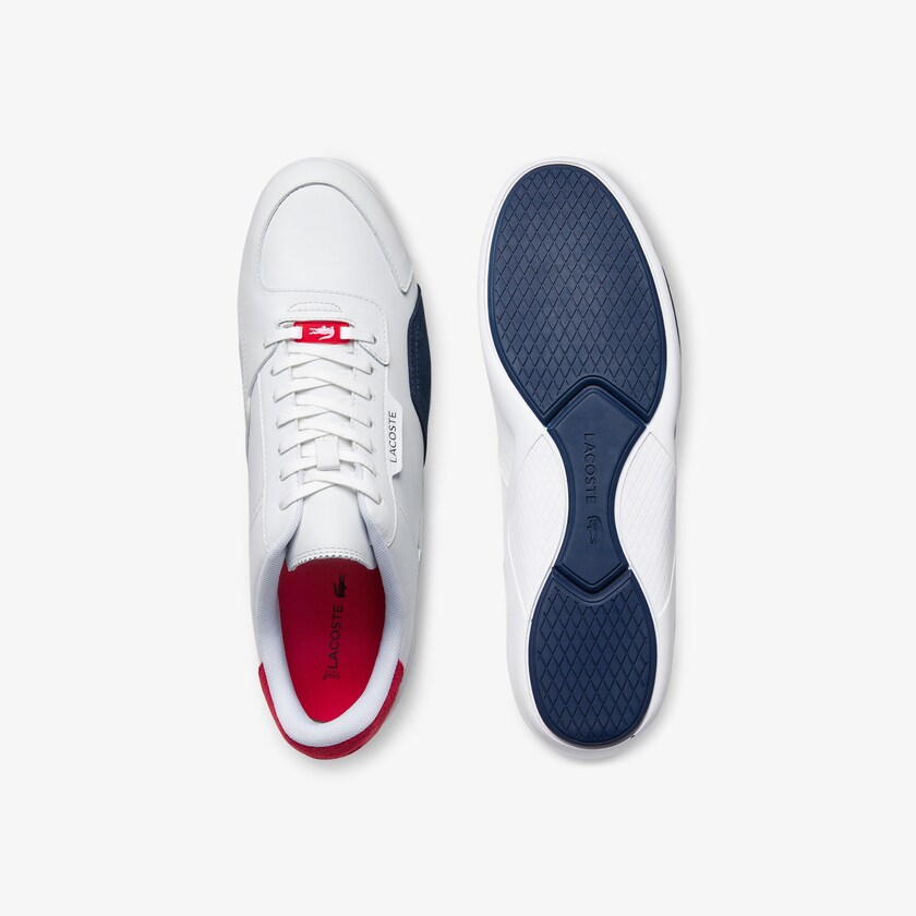 Tenis Lacoste Hapona Leather and Synthetic Hombre Blancos Azul Marino Rojos | JH7-09170L9