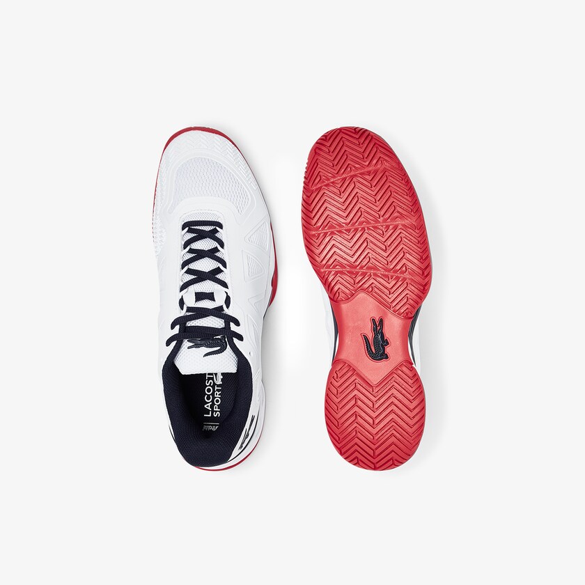 Tenis Lacoste LC Scale II Textile Hombre Blancos Coral | KS3-08550K1