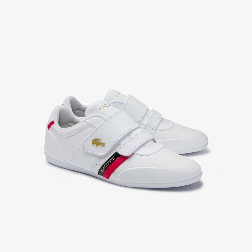 Tenis Lacoste Misano Strap Leather and Synthetic Hombre Blancos Rojos | IF7-00050L9