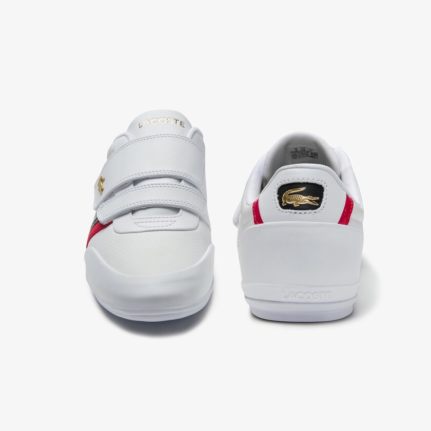 Tenis Lacoste Misano Strap Leather and Synthetic Hombre Blancos Rojos | IF7-00050L9