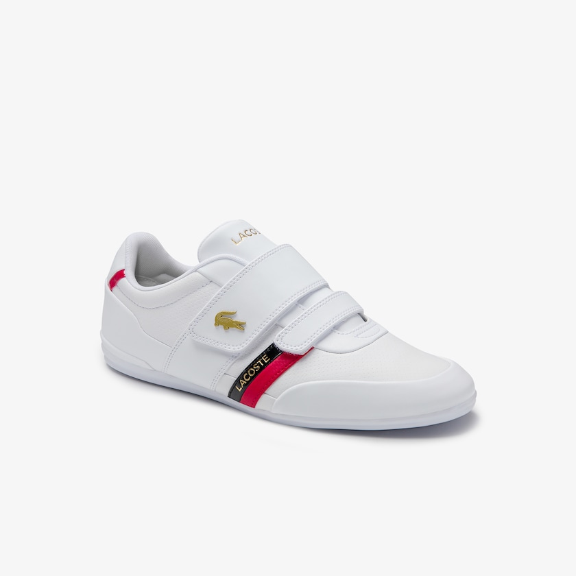 Tenis Lacoste Misano Strap Leather and Synthetic Hombre Blancos Rojos | IF7-00050L9