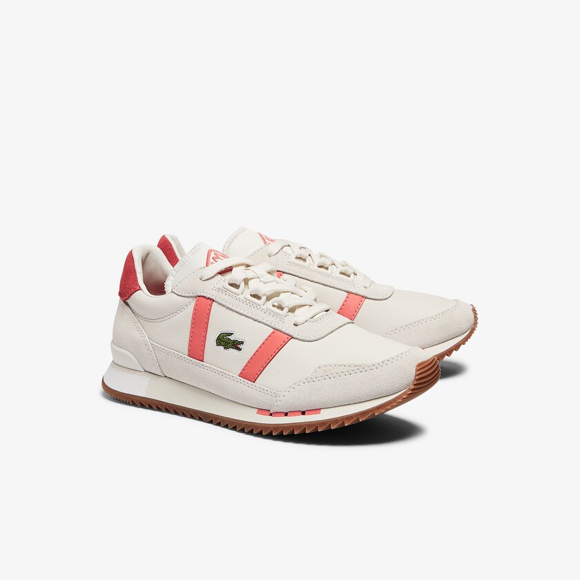 Tenis Lacoste Partner Retro Leather Mujer Beige Rosas | CZ1-24092F8