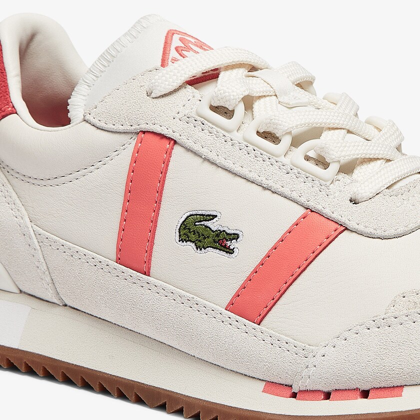 Tenis Lacoste Partner Retro Leather Mujer Beige Rosas | CZ1-24092F8