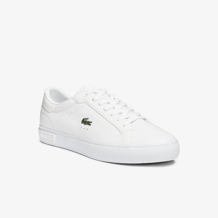 Tenis Lacoste Powercourt Leather Hombre Blancos | CX3-51145P7