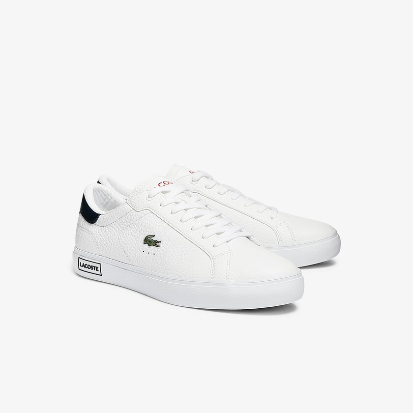 Tenis Lacoste Powercourt Leather Hombre Blancos Beige | CD9-57835F1