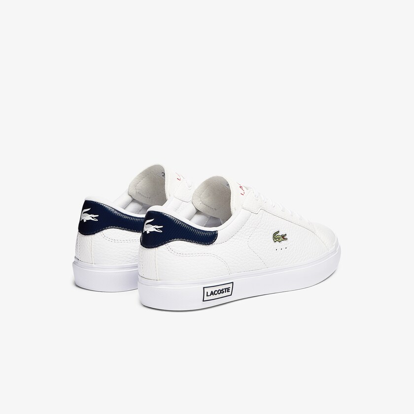 Tenis Lacoste Powercourt Leather Hombre Blancos Beige | CD9-57835F1