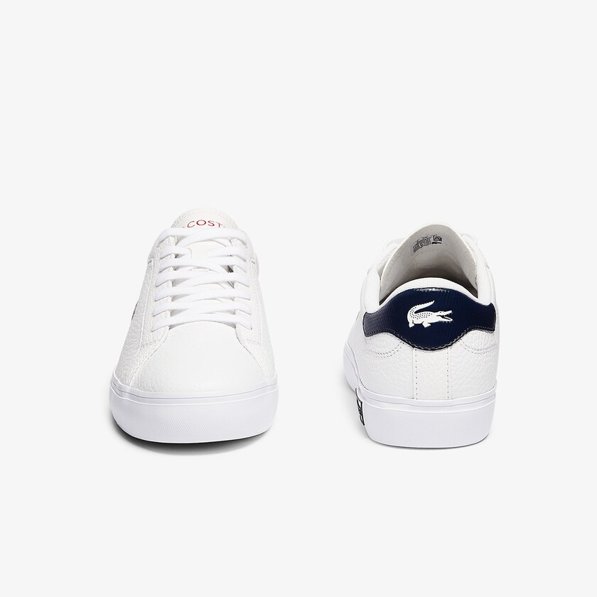 Tenis Lacoste Powercourt Leather Hombre Blancos Beige | CD9-57835F1
