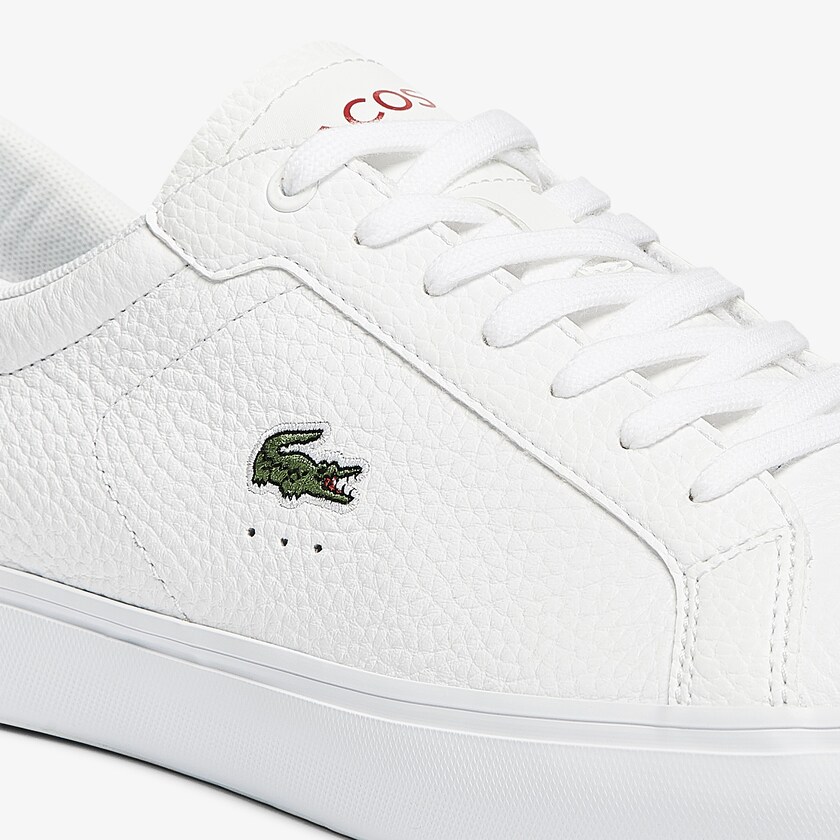 Tenis Lacoste Powercourt Leather Hombre Blancos Beige | CD9-57835F1