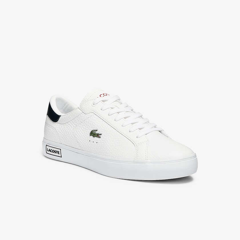 Tenis Lacoste Powercourt Leather Hombre Blancos Beige | CD9-57835F1