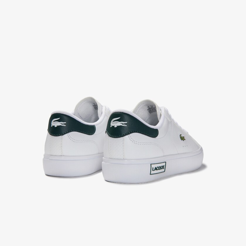 Tenis Lacoste Powercourt Leather Mujer Blancos Verdes Oscuro | AX3-61256W3