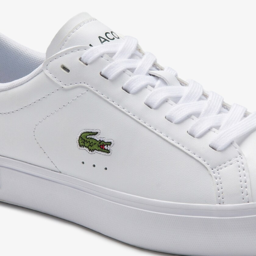 Tenis Lacoste Powercourt Leather Mujer Blancos Verdes Oscuro | AX3-61256W3