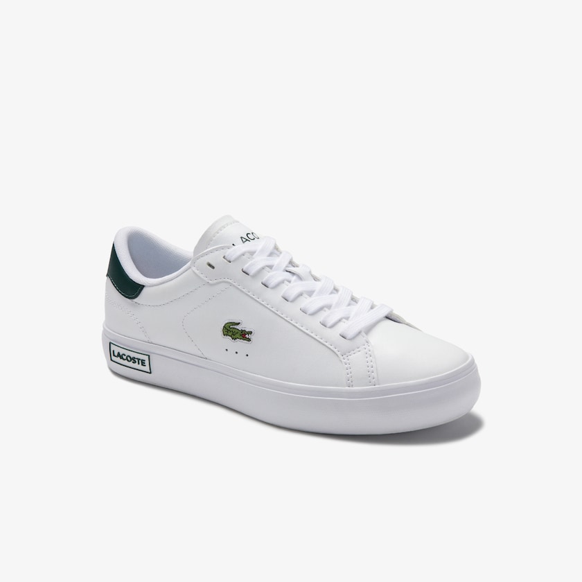 Tenis Lacoste Powercourt Leather Mujer Blancos Verdes Oscuro | AX3-61256W3