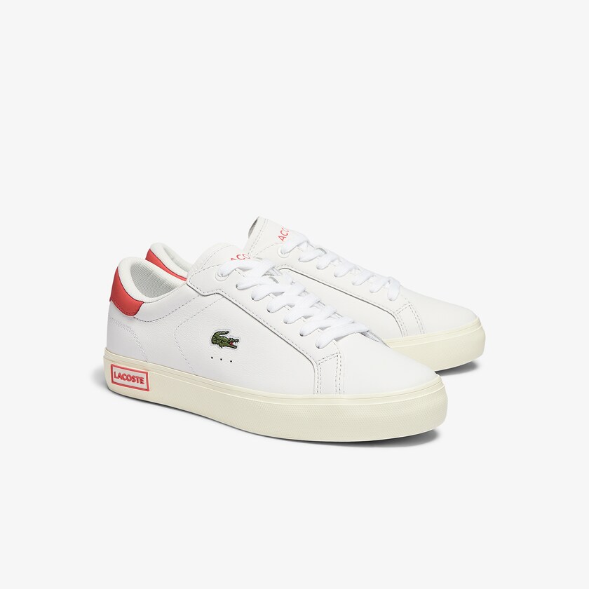 Tenis Lacoste Powercourt Leather Mujer Blancos Rosas | HL1-05570U7