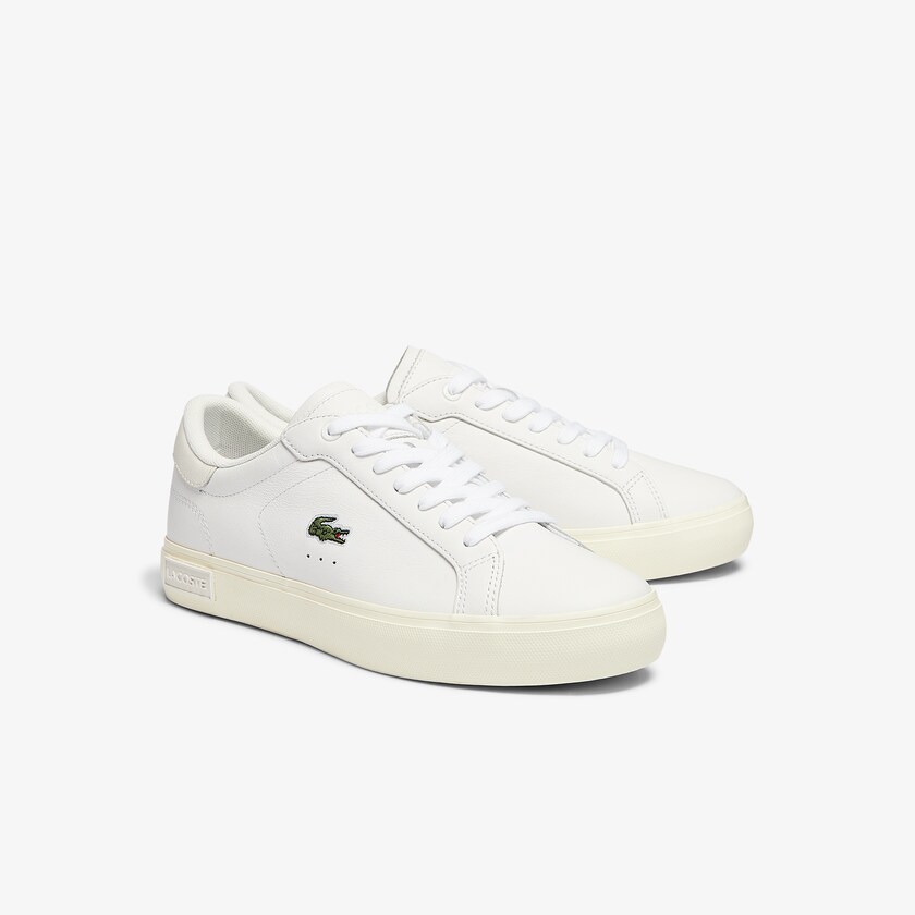 Tenis Lacoste Powercourt Leather Popped Heal Mujer Blancos Grises | LN1-36603H0
