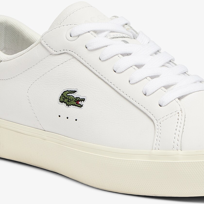 Tenis Lacoste Powercourt Leather Popped Heal Mujer Blancos Grises | LN1-36603H0