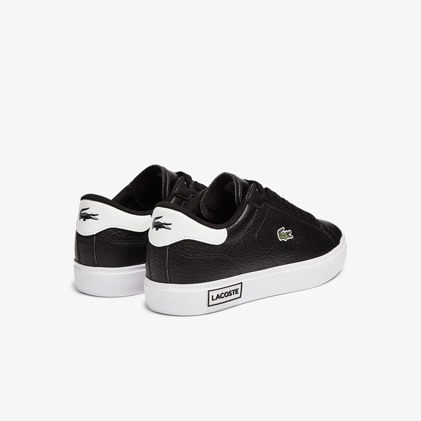 Tenis Lacoste Powercourt Leather and Synthetic Mujer Negros Blancos | NJ7-16191U0
